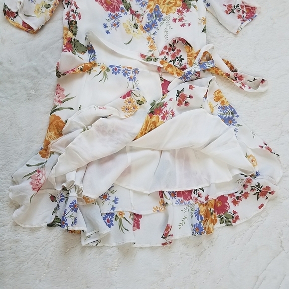 Reformation Monica Crepe Ruffle Wrap Mini Dress - Picture 8 of 10